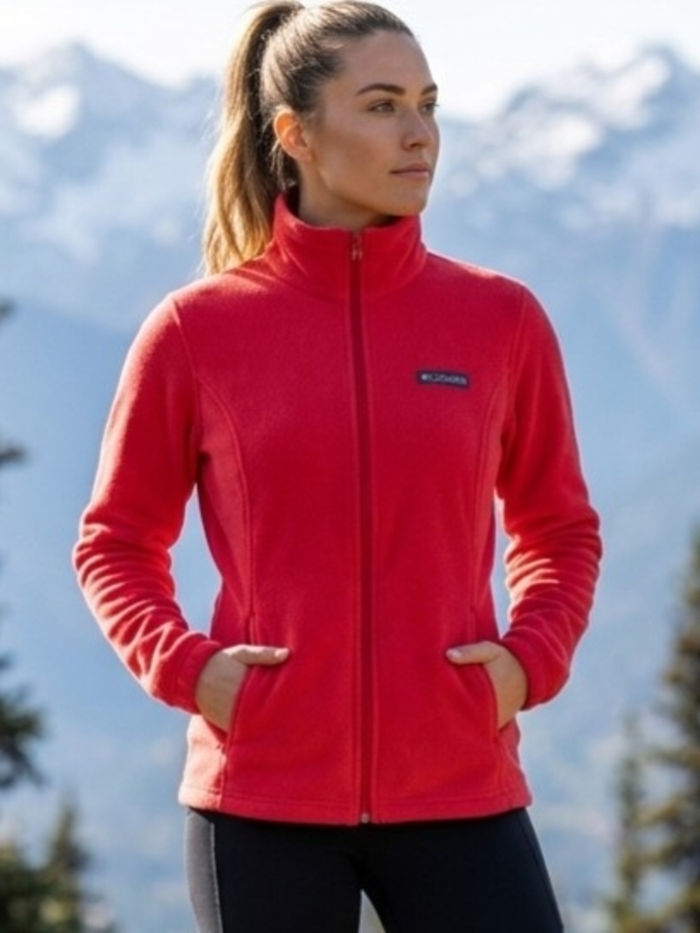 Columbia Women's Red Full-Zip Fleece Jacket Size Small